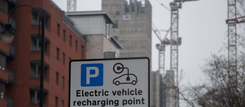 An electric vehicle recharging point parking sign