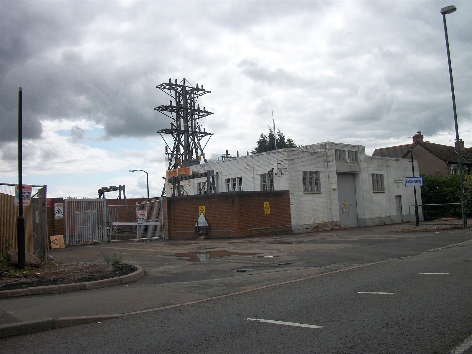 An electricity substation on a street corner